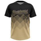 Custom Black Vegas Gold 3D Gradient Square Shape Two-Button Unisex Softball Jersey photo 2