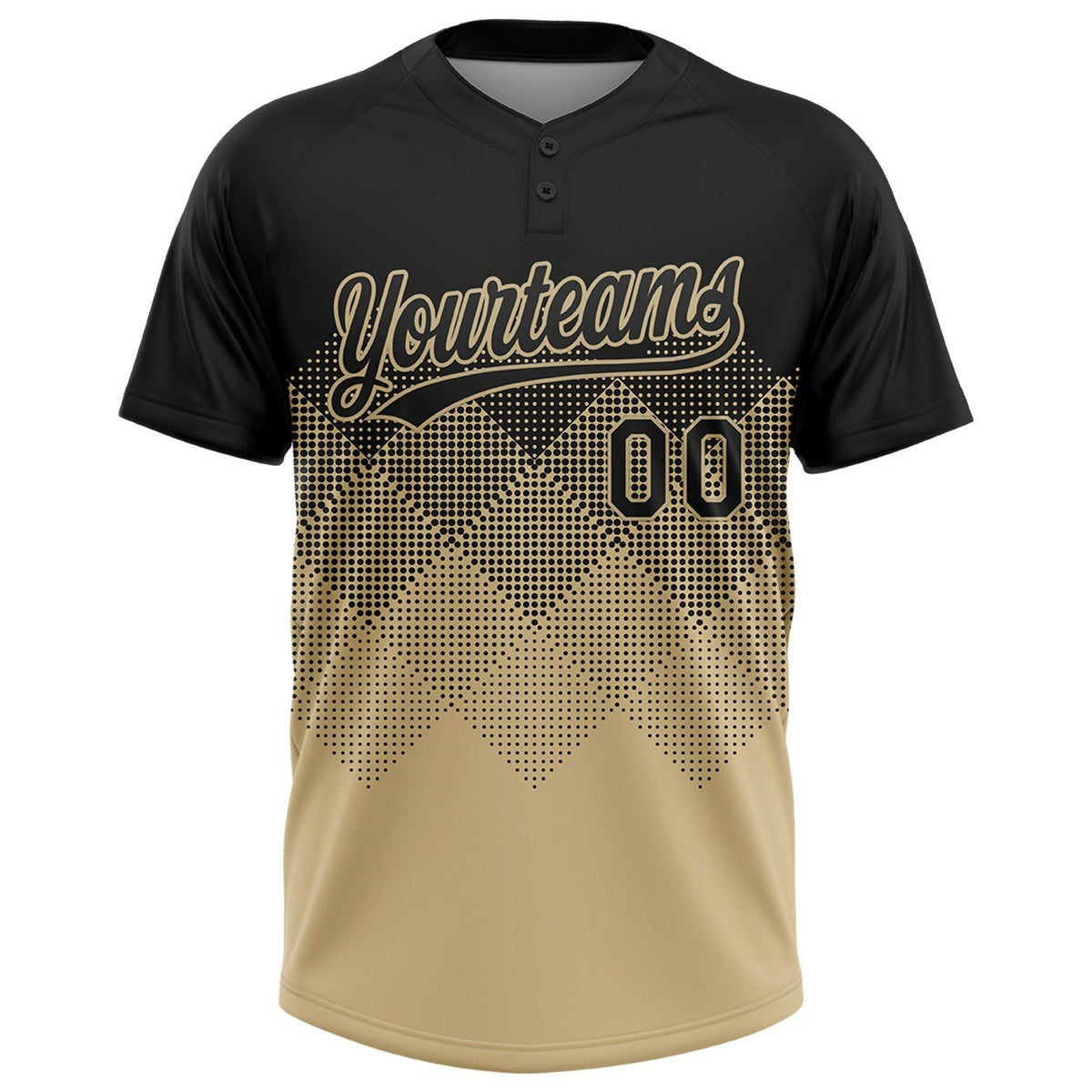 Custom Black Vegas Gold 3D Gradient Square Shape Two-Button Unisex Softball Jersey photo 2