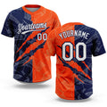 Custom Graffiti Pattern White Orange-Navy 3D Scratch Two-Button Unisex Softball Jersey