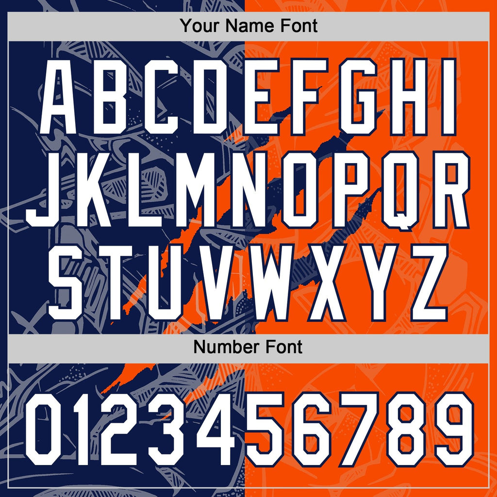 Custom Graffiti Pattern White Orange-Navy 3D Scratch Two-Button Unisex Softball Jersey photo 5