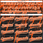 Custom Black Orange-White Distressed Scratch Brush Stroke Star Raglan Sleeves Two-Button Unisex Softball Jersey photo 4