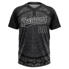 Custom Black Steel Gray-White Ethnic Aztec Mexican Heritage Two-Button Unisex Softball Jersey photo 2