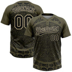 Custom Olive Black-Cream Ethnic Aztec Mexican Heritage Two-Button Unisex Softball Jersey photo 1