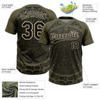 Custom Olive Black-Cream Ethnic Aztec Mexican Heritage Two-Button Unisex Softball Jersey photo 3