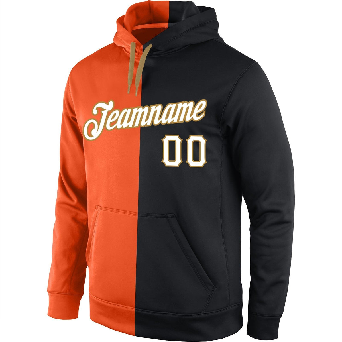 Custom Stitched Orange White-Black Split Fashion Sports Pullover Sweatshirt Hoodie photo 2