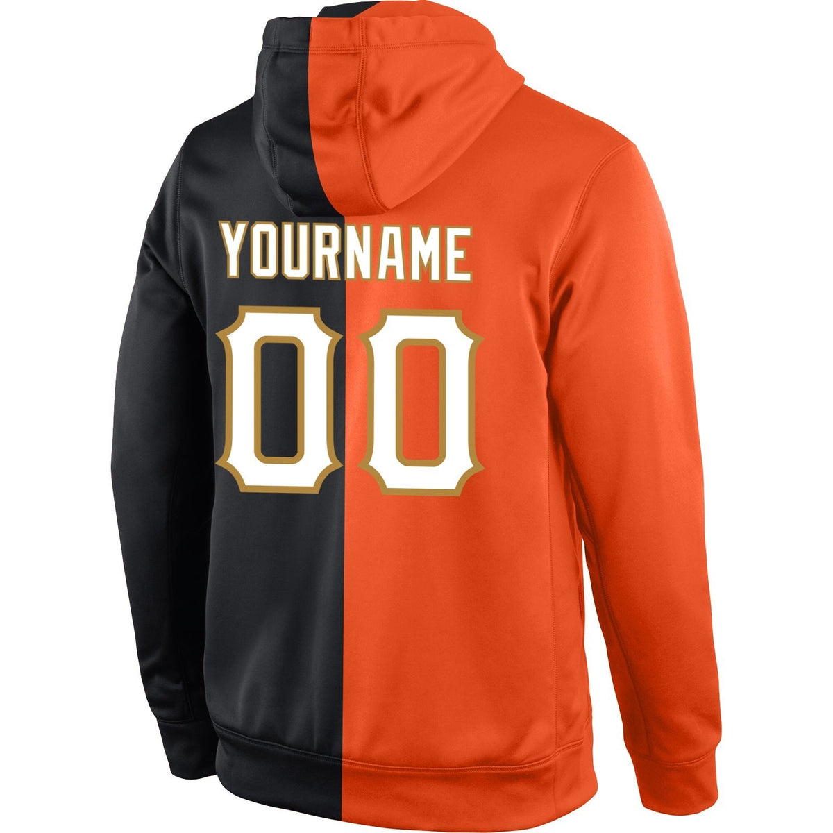 Custom Stitched Orange White-Black Split Fashion Sports Pullover Sweatshirt Hoodie photo 3