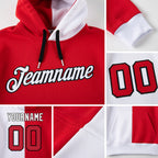 Custom Stitched White Red-Black Split Fashion Sports Pullover Sweatshirt Hoodie detail