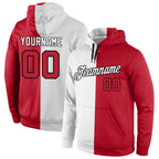 Custom Stitched White Red-Black Split Fashion Sports Pullover Sweatshirt Hoodie photo 1