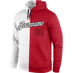 Custom Stitched White Red-Black Split Fashion Sports Pullover Sweatshirt Hoodie photo 2