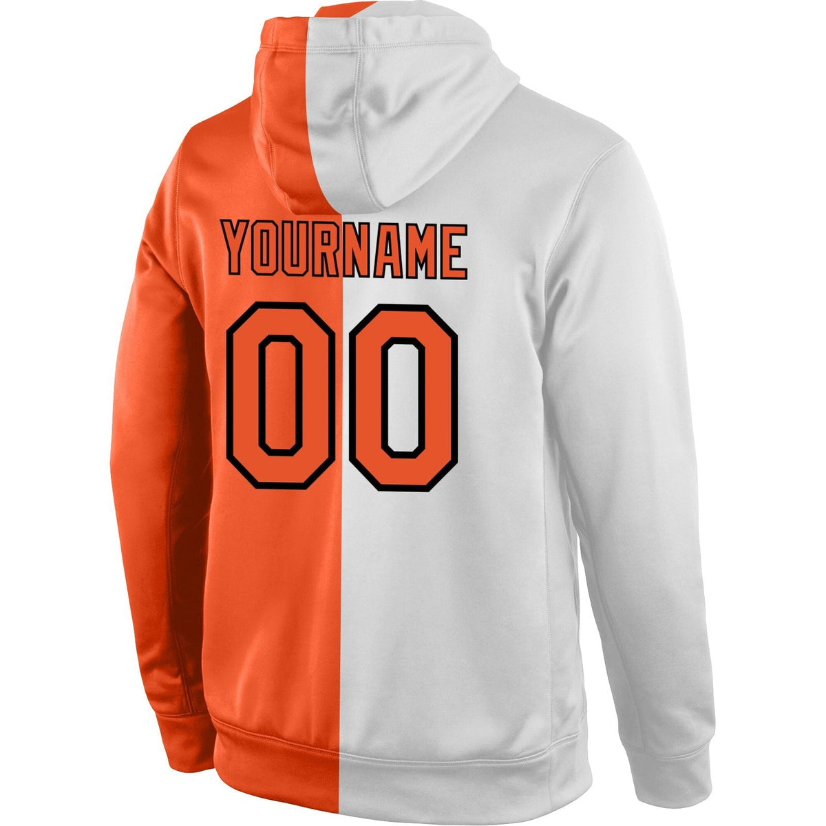 Custom Stitched White Orange-Black Split Fashion Sports Pullover Sweatshirt Hoodie photo 3