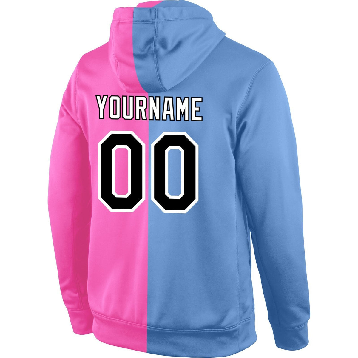 Custom Stitched Light Blue Black-Pink Split Fashion Sports Pullover Sweatshirt Hoodie photo 3