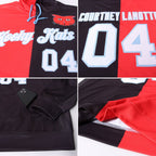 Custom Stitched Red White-Black Split Fashion Sports Pullover Sweatshirt Hoodie photo 6