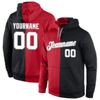 Custom Stitched Red White-Black Split Fashion Sports Pullover Sweatshirt Hoodie photo 1