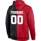 Custom Stitched Red White-Black Split Fashion Sports Pullover Sweatshirt Hoodie photo 3
