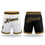 Custom White Black-Old Gold Authentic Throwback Split Fashion Basketball Shorts