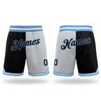 Custom White Black-Light Blue Authentic Throwback Split Fashion Basketball Shorts