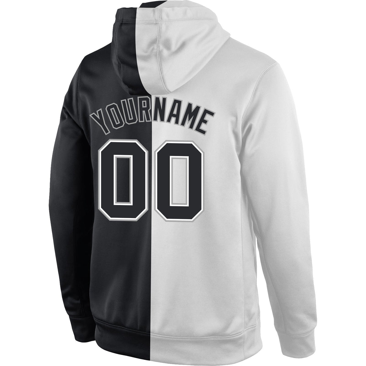 Custom Stitched White Black Split Fashion Sports Pullover Sweatshirt Hoodie photo 3