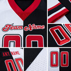 Custom Black Red-White Split Fashion Football Jersey detail