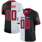 Custom Black Red-White Split Fashion Football Jersey photo 1