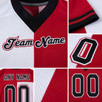 Custom Cardinal Black-White Split Fashion Football Jersey detail