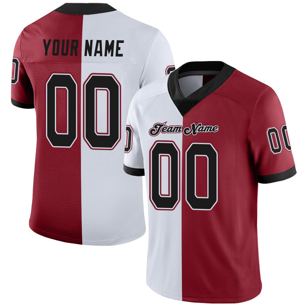 Custom Cardinal Black-White Split Fashion Football Jersey photo 1