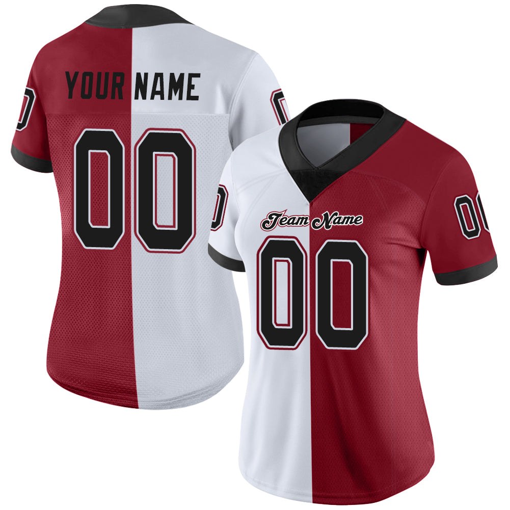 Custom Cardinal Black-White Split Fashion Football Jersey photo 2