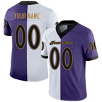 Custom Purple Black-White Split Fashion Football Jersey photo 1