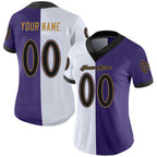 Custom Purple Black-White Split Fashion Football Jersey photo 2