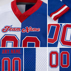 Custom Royal Red-White Split Fashion Football Jersey detail