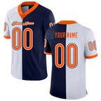 Custom Navy Orange-White Split Fashion Football Jersey