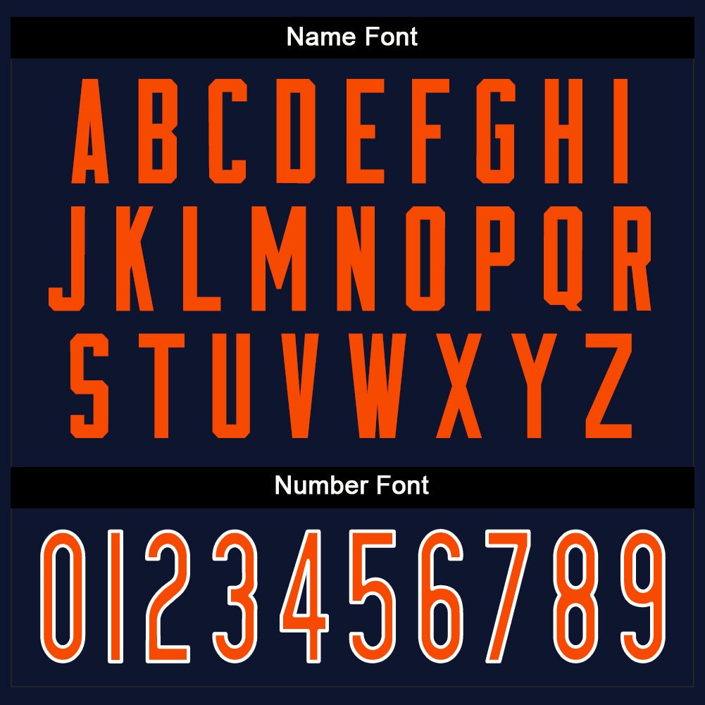 Custom Navy Orange-White Split Fashion Football Jersey photo 3