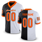 Custom Black Orange-White Split Fashion Football Jersey