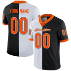 Custom Black Orange-White Split Fashion Football Jersey photo 1