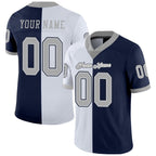 Custom Navy Gray-White Split Fashion Football Jersey photo 1