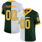 Custom Green Gold-White Split Fashion Football Jersey photo 1