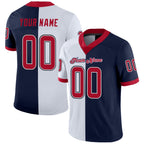 Custom Navy Red-White Split Fashion Football Jersey photo 1