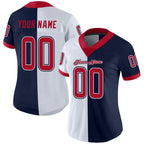 Custom Navy Red-White Split Fashion Football Jersey photo 2
