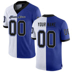 Custom Royal Black-White Split Fashion Football Jersey