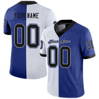 Custom Royal Black-White Split Fashion Football Jersey photo 1