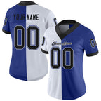 Custom Royal Black-White Split Fashion Football Jersey photo 2