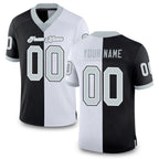 Custom Black Silver-White Split Fashion Football Jersey