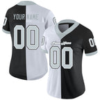 Custom Black Silver-White Split Fashion Football Jersey photo 2