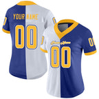 Custom Royal Gold-White Split Fashion Football Jersey photo 2