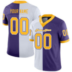 Custom Purple Gold-White Split Fashion Football Jersey photo 1