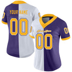 Custom Purple Gold-White Split Fashion Football Jersey photo 2