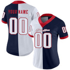 Custom Navy White-Scarlet Split Fashion Football Jersey photo 2