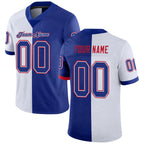 Custom White Royal-Scarlet Split Fashion Football Jersey