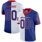 Custom White Royal-Scarlet Split Fashion Football Jersey photo 1