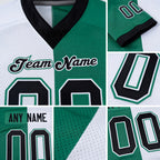 Custom Kelly Green Black-White Split Fashion Football Jersey detail