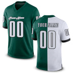 Custom Midnight Green White-Black Split Fashion Football Jersey